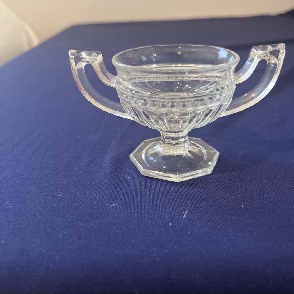 Vintage Possible Glass Or Crystal Sugar Bowl Shaped Open Salt Cellar